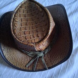 JACARU Brown Crocodile Pattern Cowboy Hat SIZE M
